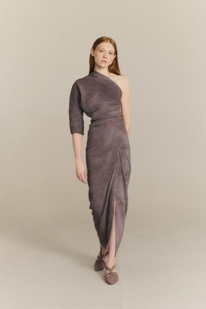 Sabina, falda larga gris malva maltinto