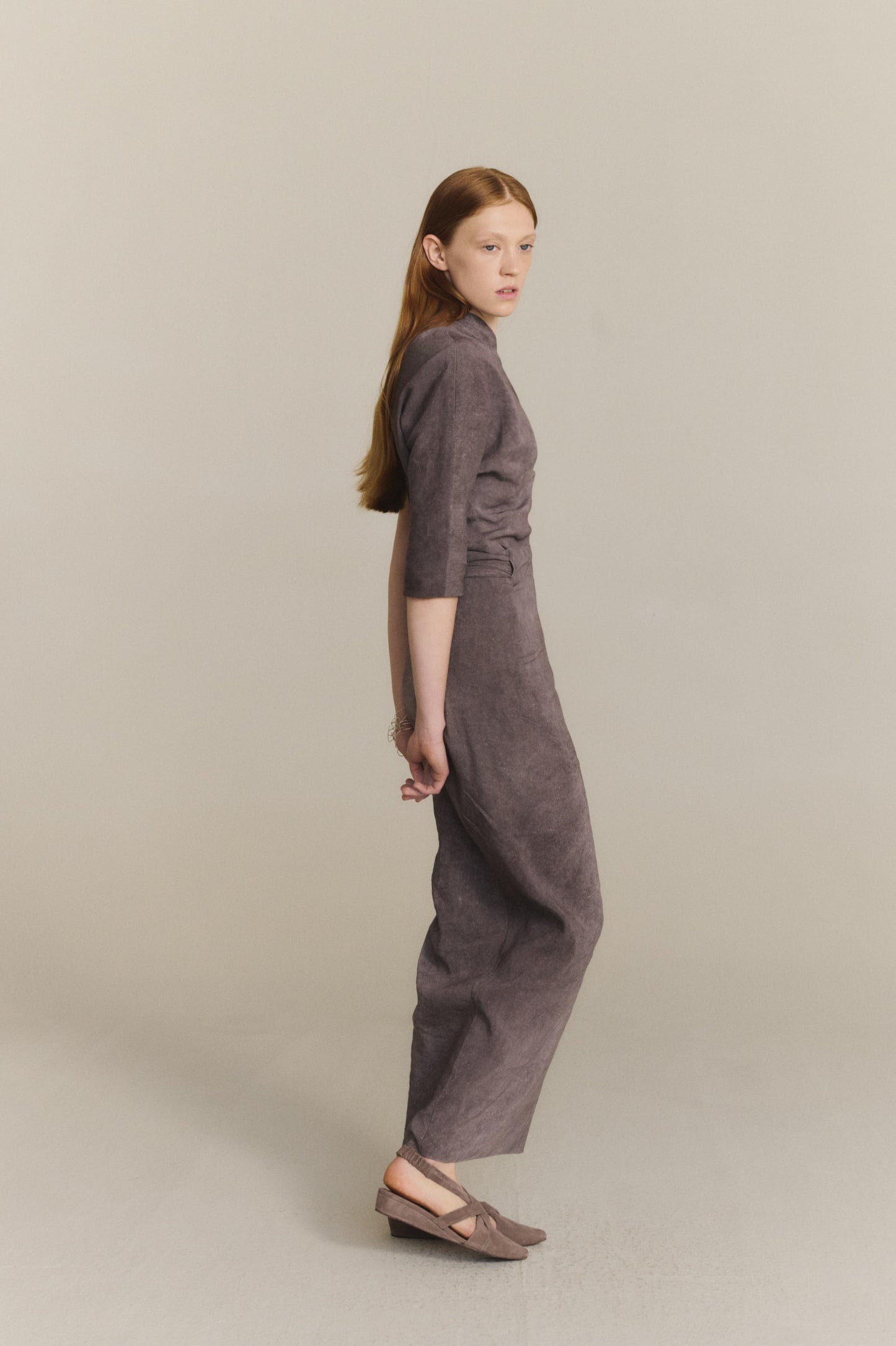 Sabina, falda larga gris malva maltinto