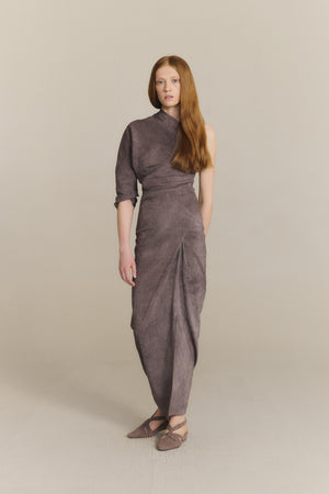 Sabina, falda larga gris malva maltinto