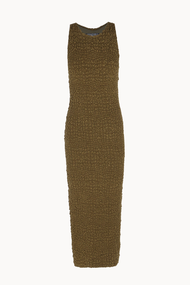 Sabine, khaki textured knit midi dress