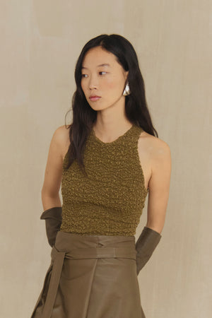 Sabine, khaki textured knit top