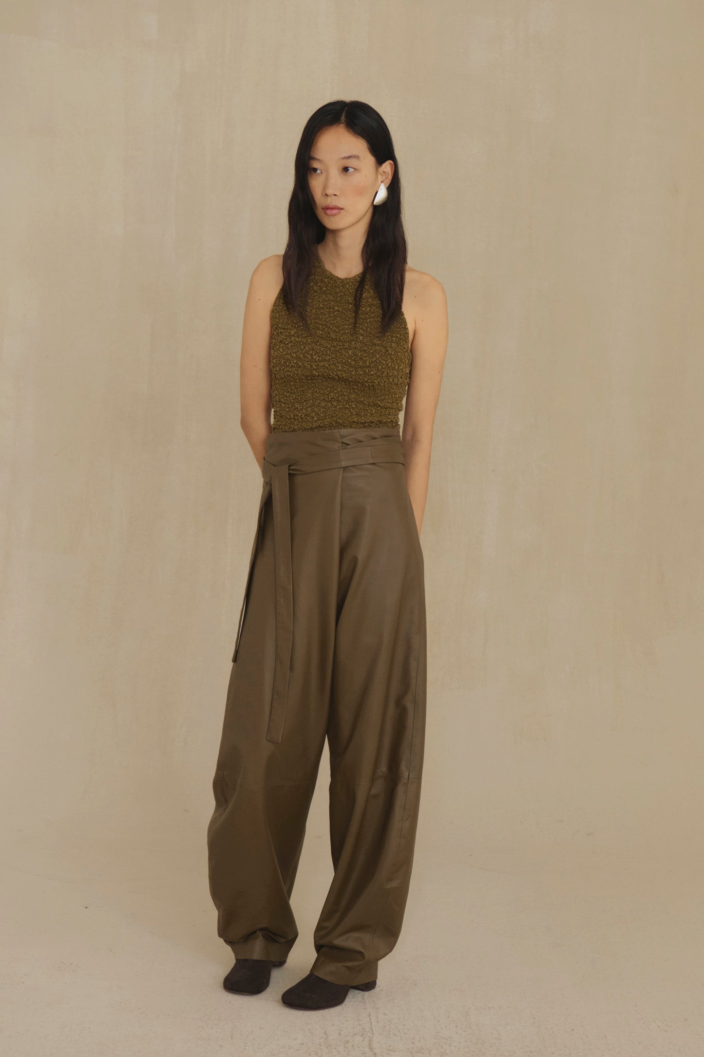 Sabine, khaki textured knit top