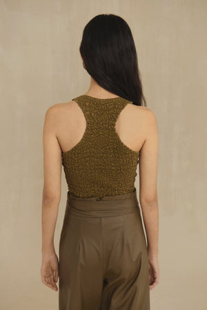 Sabine, khaki textured knit top