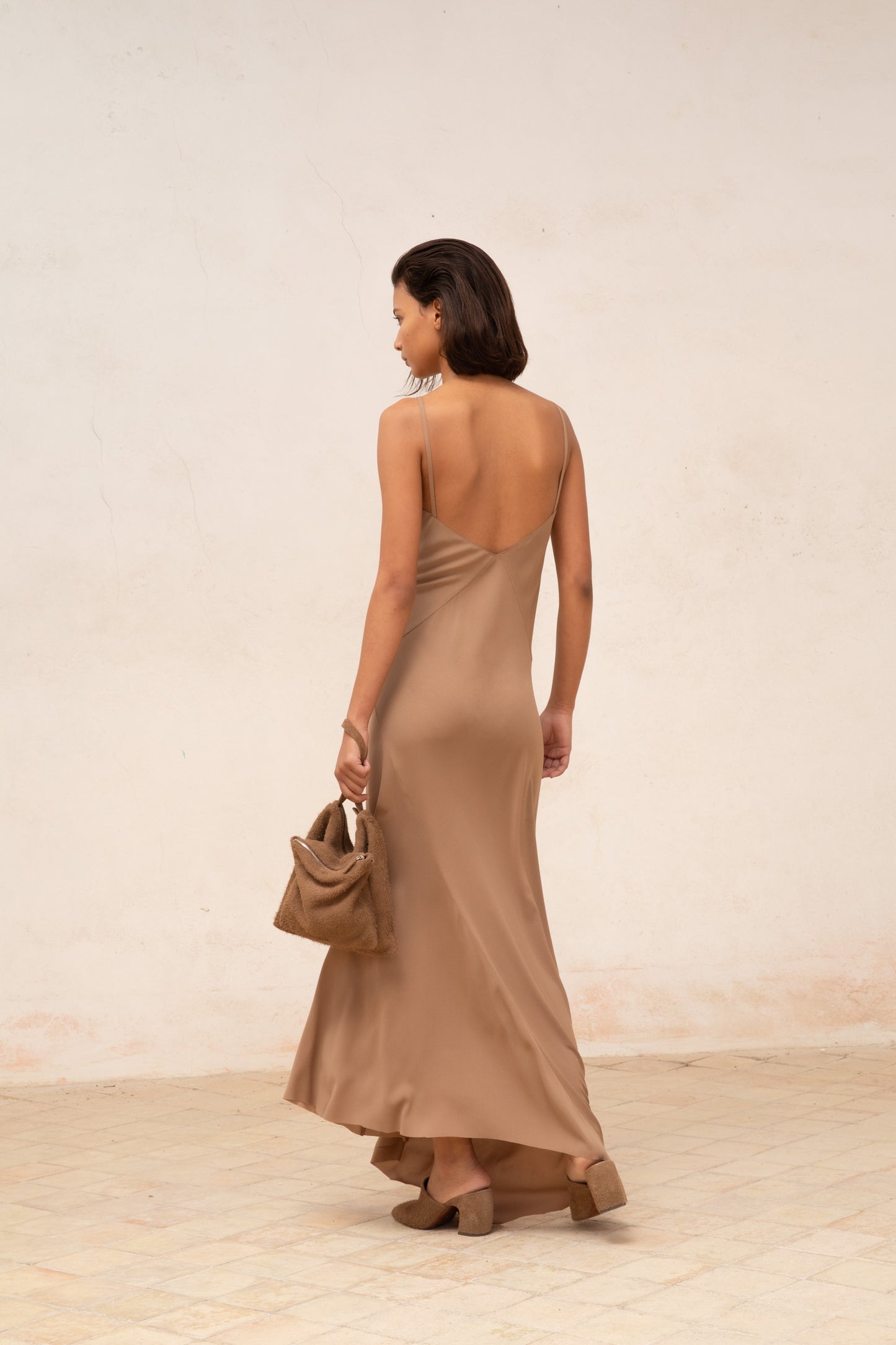Cortana - Sabrina, cocoa stretch silk dress Cortana - Sabrina, cocoa stretch silk dress