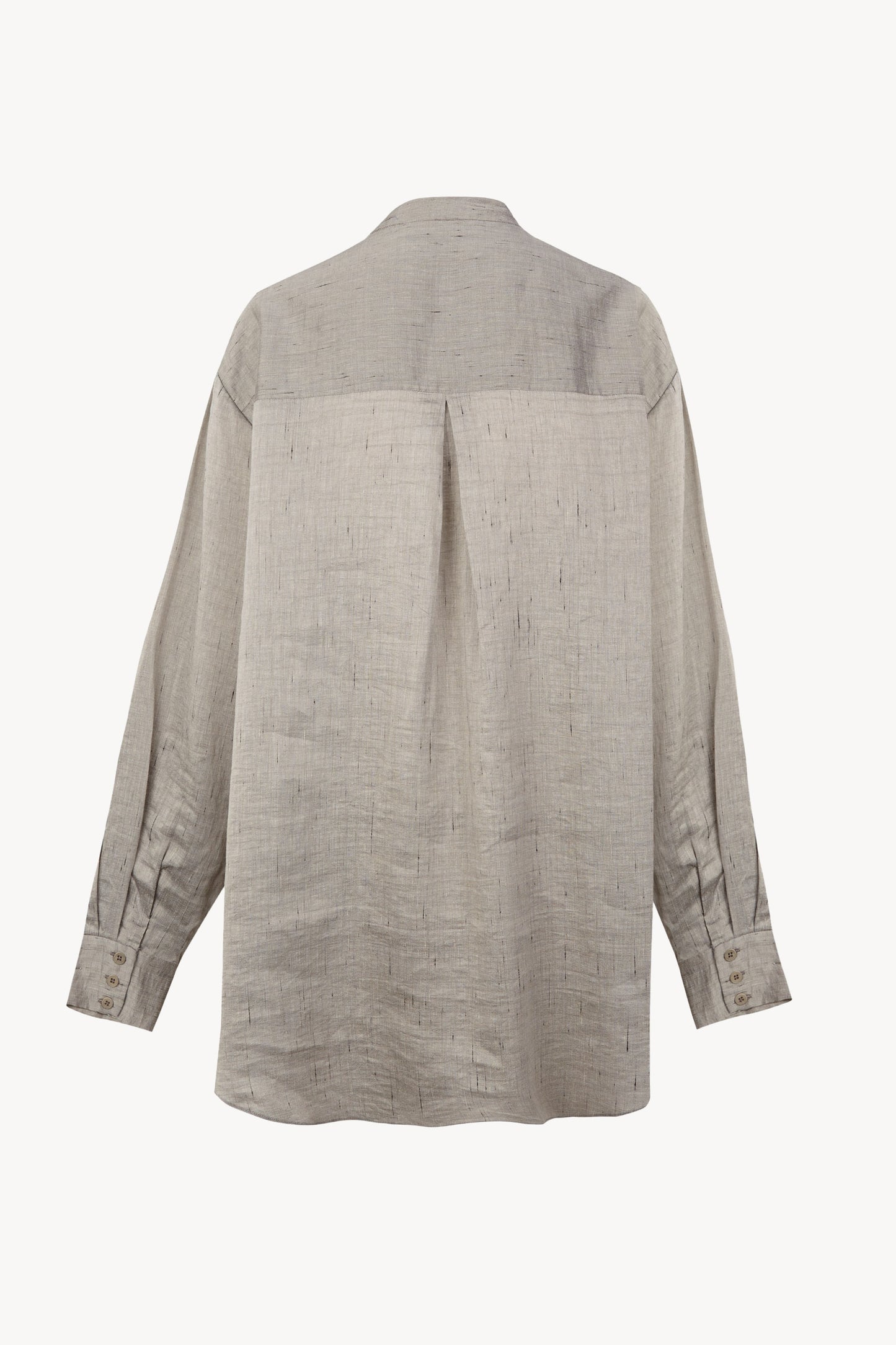 Sal, camisa oversize de lino de rayas gris plata