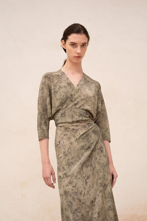 Salma, herba print silk dress