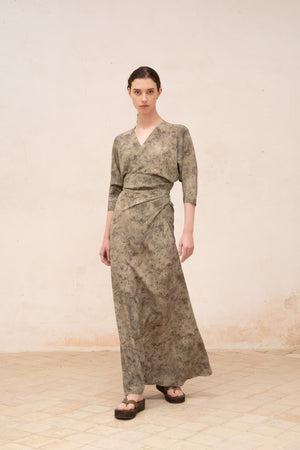 Salma, herba print silk dress