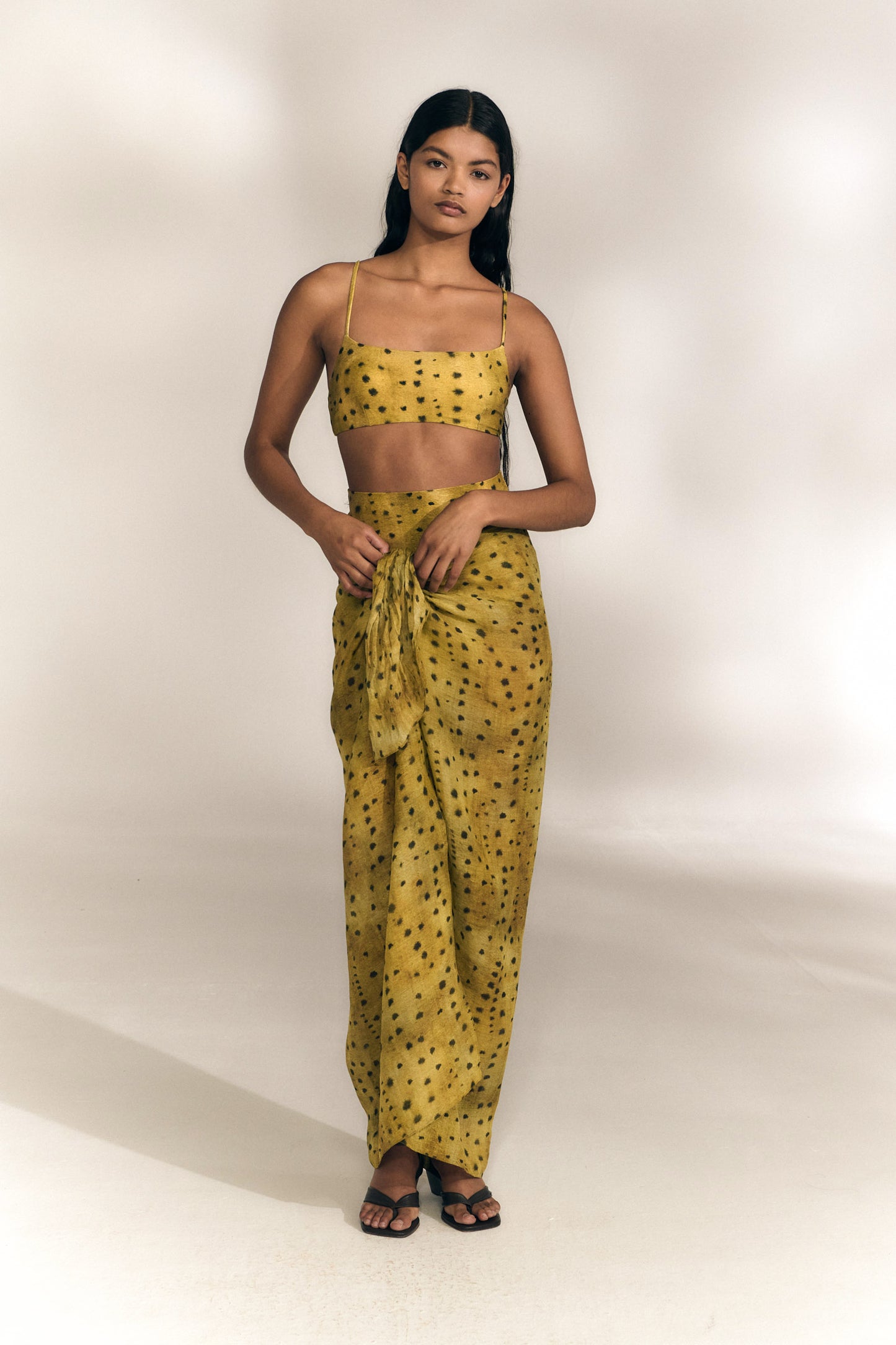 Pareo, llimona print ramie skirt