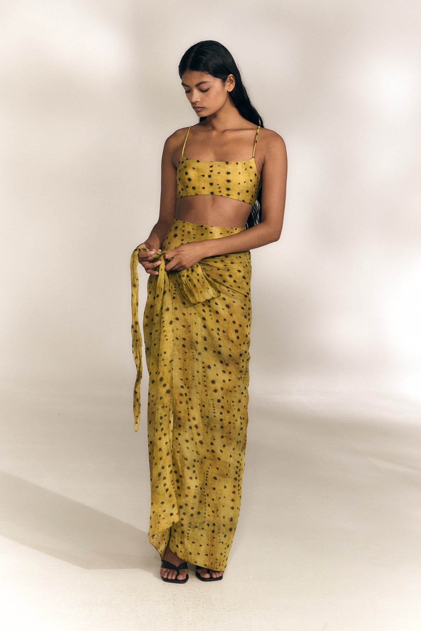 Pareo, llimona print ramie skirt