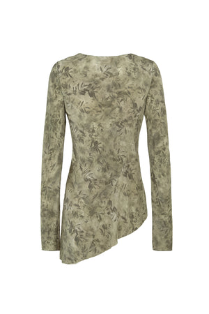 Salma, herba print silk top