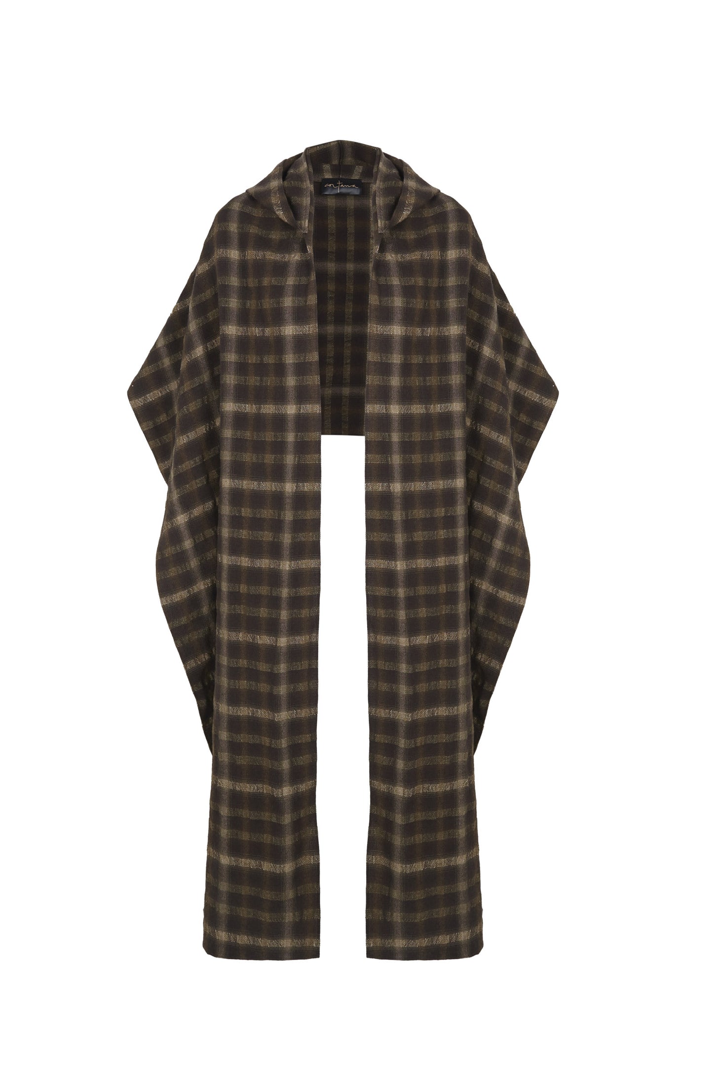 Salon, brown jacquard hooded scarf