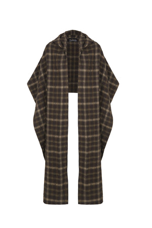 Salon, brown jacquard hooded scarf