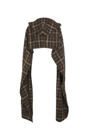Salon, brown jacquard hooded scarf