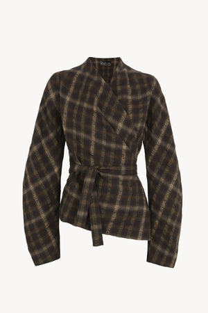 Salon, brown checked jacquard jacket
