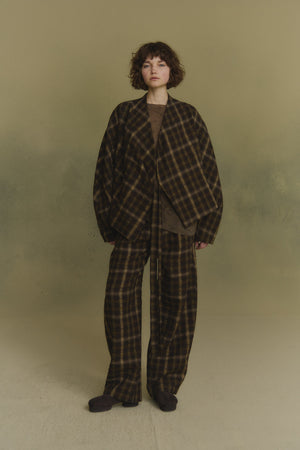 Salon, brown checked jacquard pants