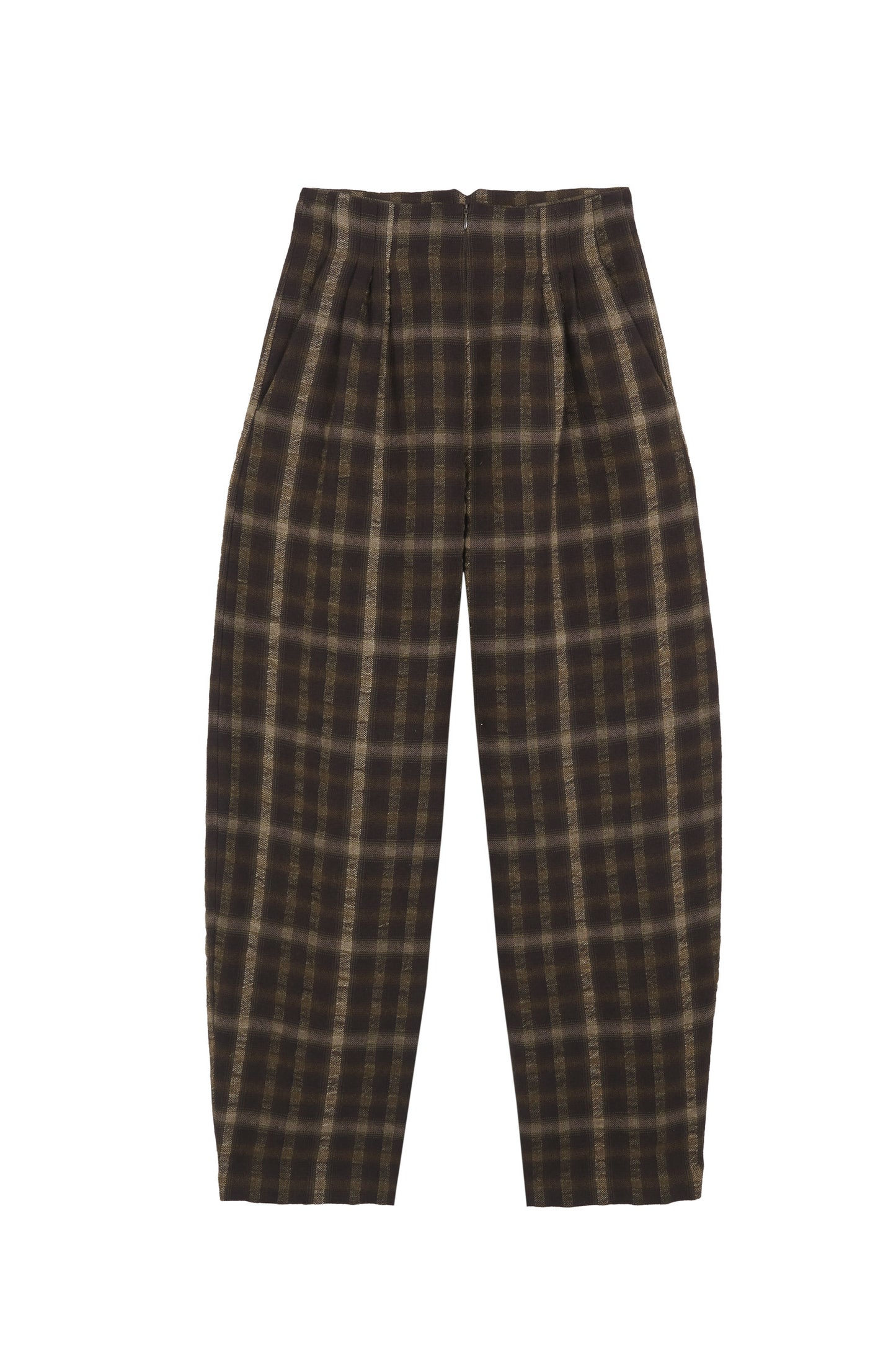 Salon, brown checked jacquard pants