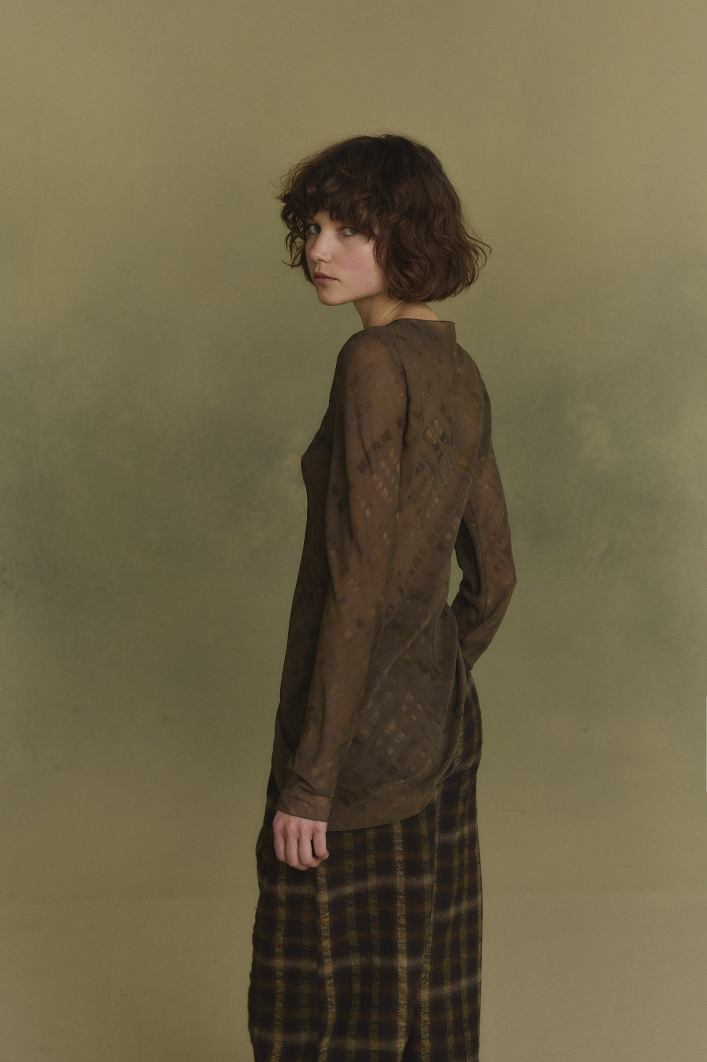 Mire, top de seda teki print