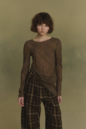 Mire, top de seda teki print