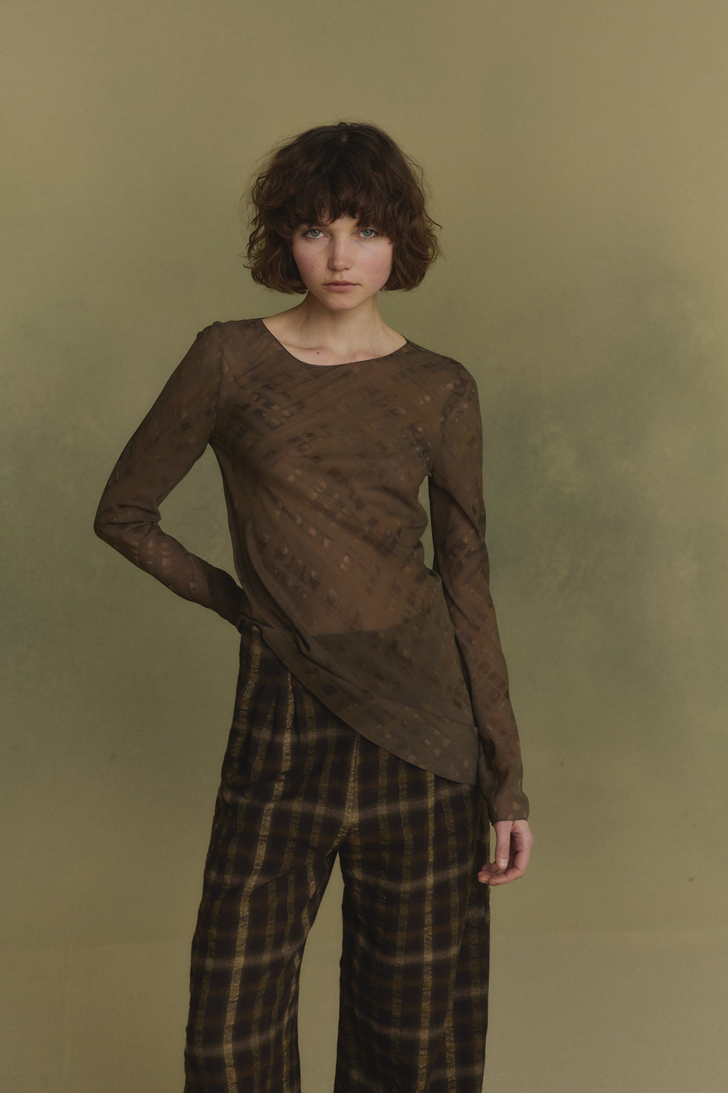 Mire, top de seda teki print