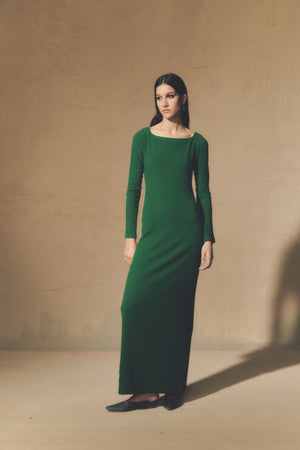 Sammy, long emerald green dress