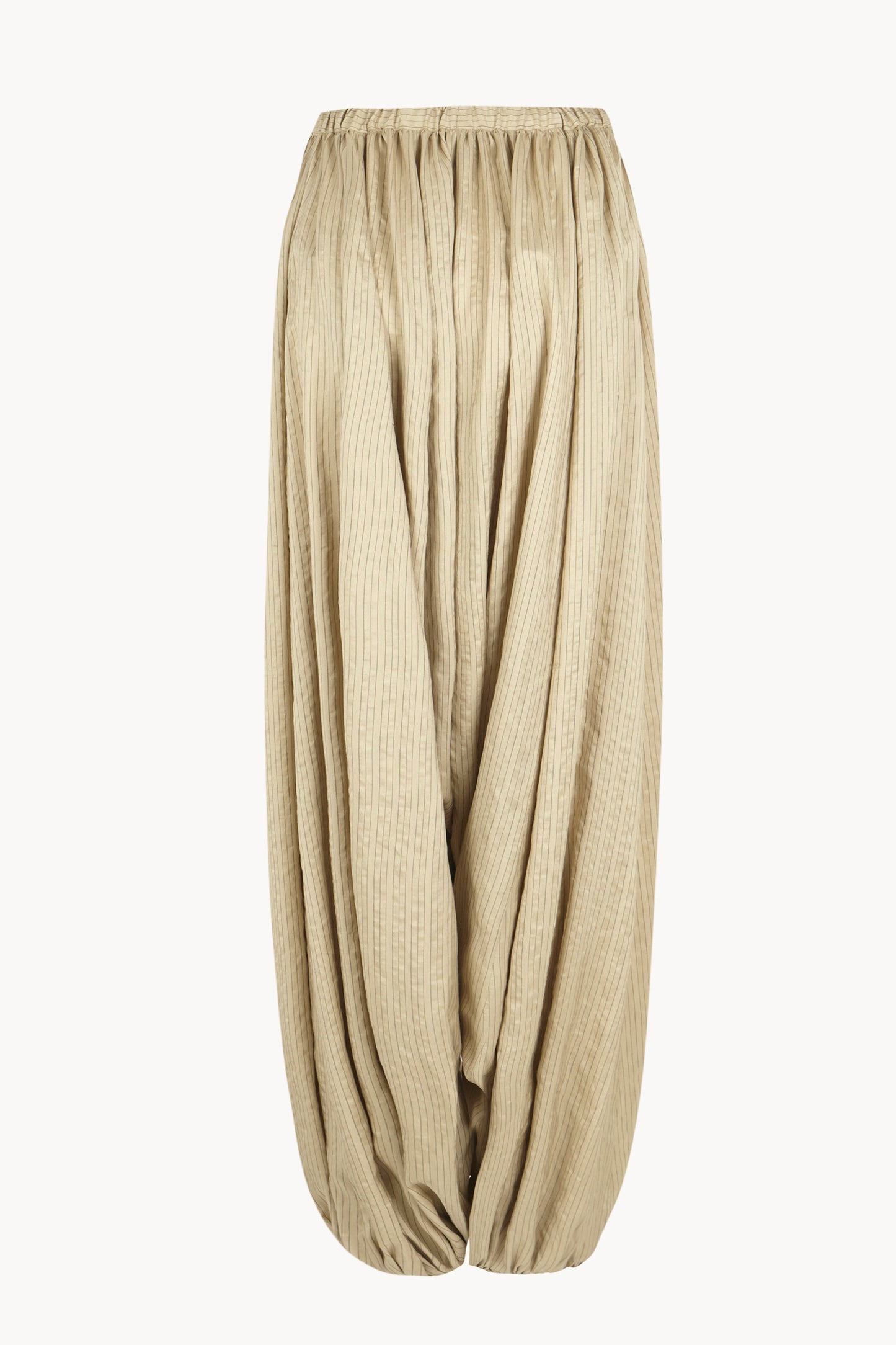 Sentido, pantalon bombacho de seda a rayas