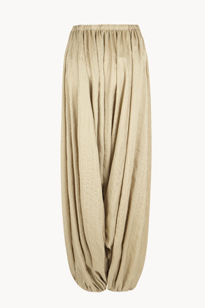 Sentido, pantalon bombacho de seda a rayas