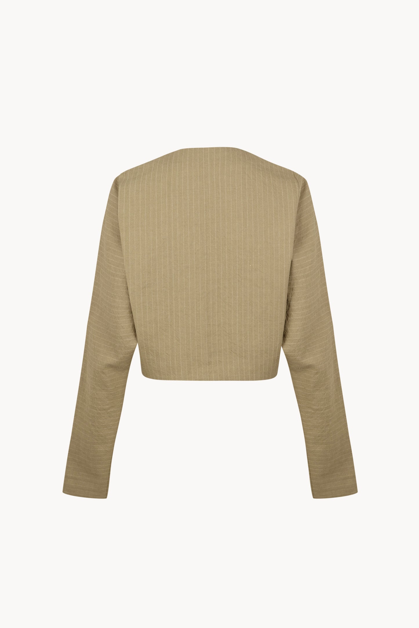Ser, dark beige striped wool and linen short jacket