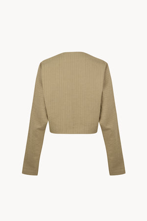 Ser, dark beige striped wool and linen short jacket
