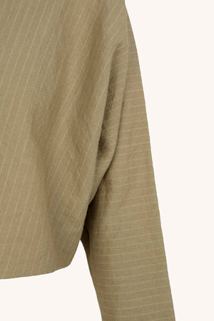 Ser, dark beige striped wool and linen short jacket