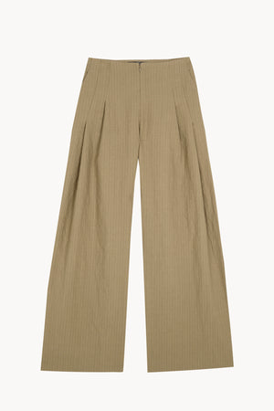 Ser, dark beige striped wool and linen trousers
