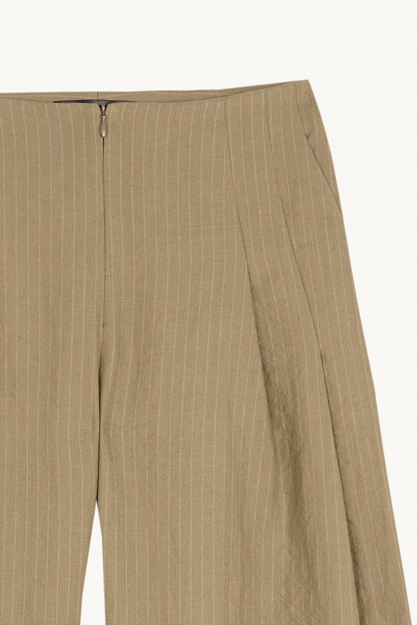 Ser, dark beige striped wool and linen trousers
