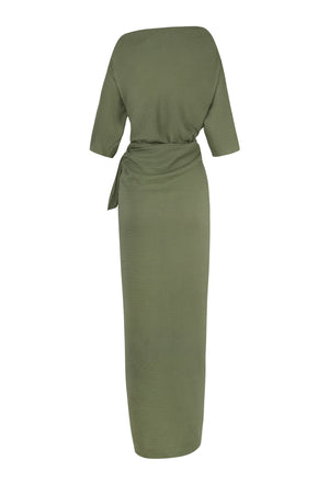 Serena, green silk wrap dress