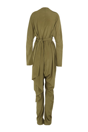 Serp, olive green stretch silk jumpsuit