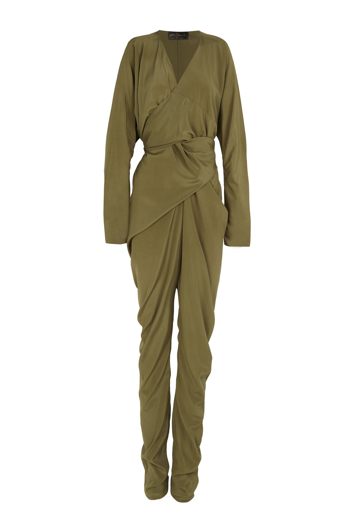 Serp, olive green stretch silk jumpsuit