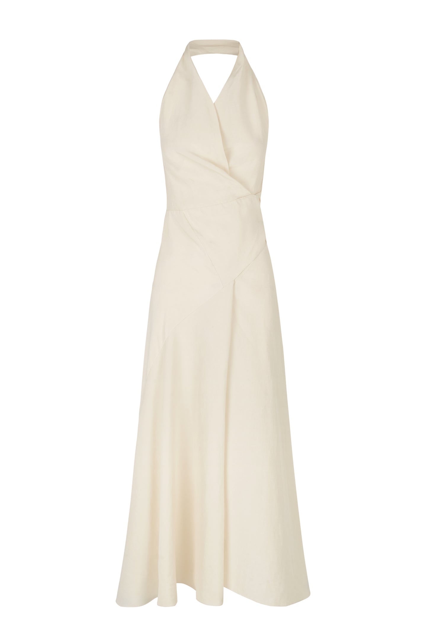 Simona, ivory linen and silk halter dress
