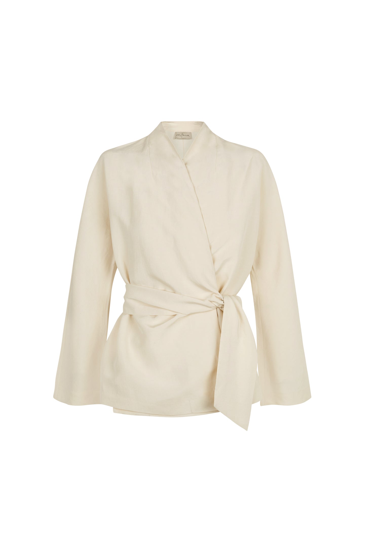 Simona, ivory linen and silk wrap jacket