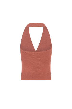 Siro, salmon knit halter top