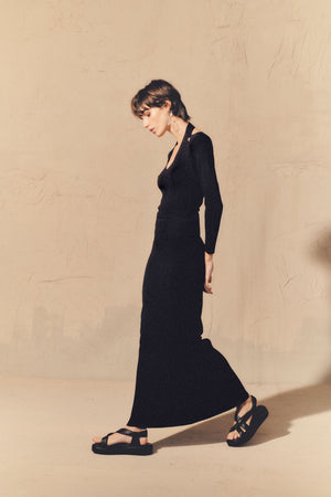 Kiiro, black silk knit skirt