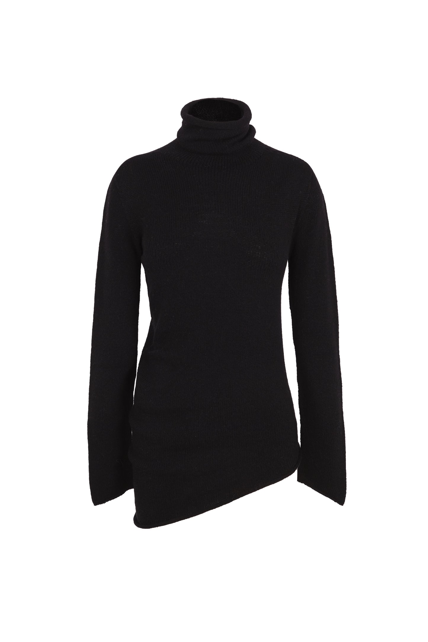 Snow, black wool and cashmere turtleneck 