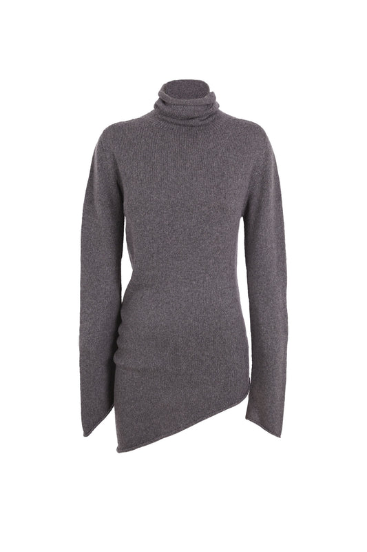 Snow, gray melange wool-cashmere turtleneck 