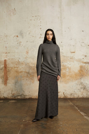 Snow, gray melange wool-cashmere turtleneck 