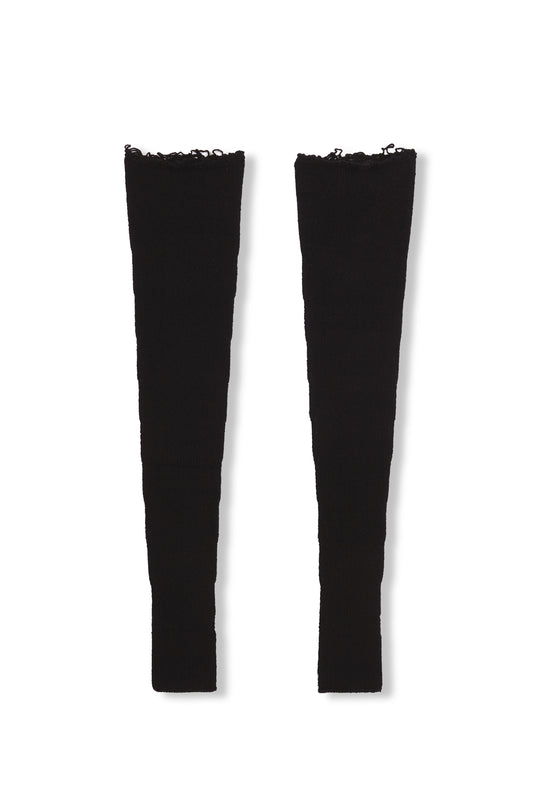 Snow, black wool and cashmere arm warmers