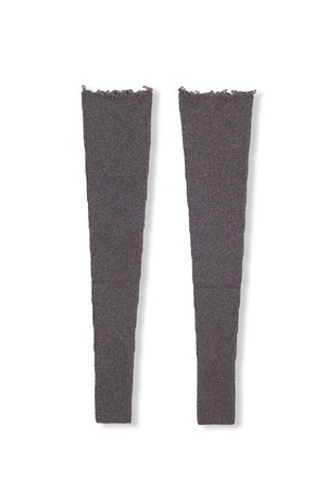 Snow, gray melange wool and cashmere arm warmers