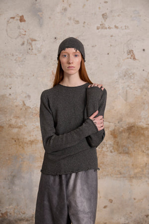 Snow, gray melange wool and cashmere arm warmers