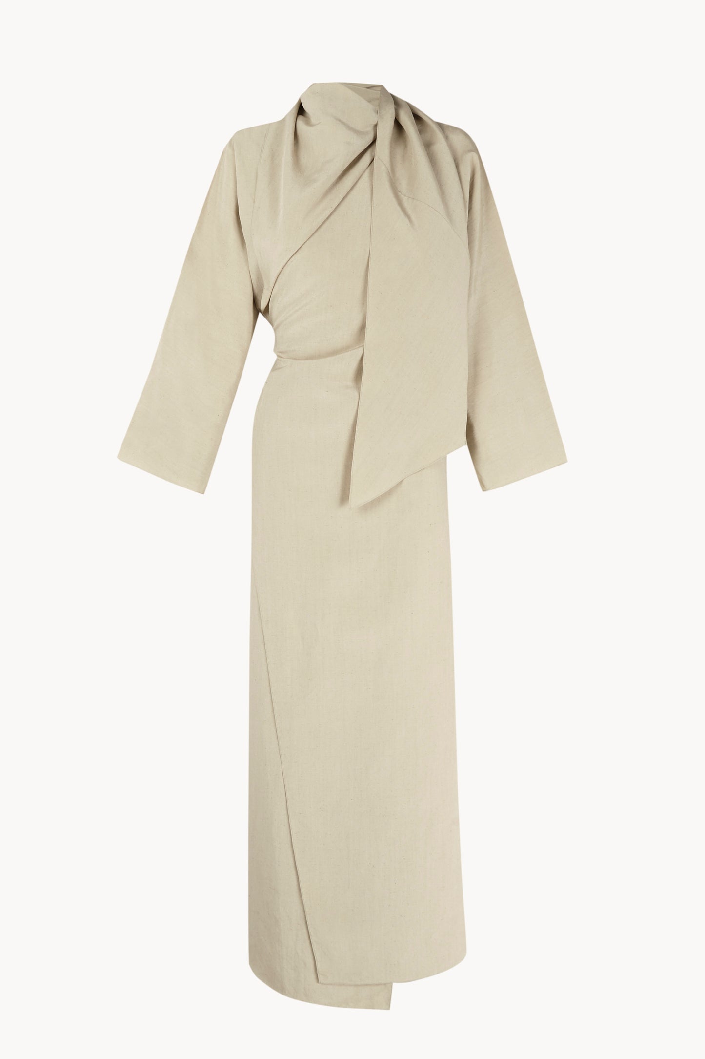 Sofia, stone linen and silk dress