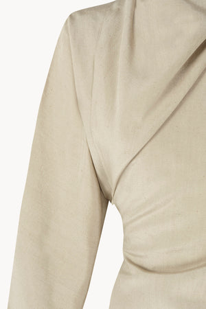 Sofia, stone linen and silk dress