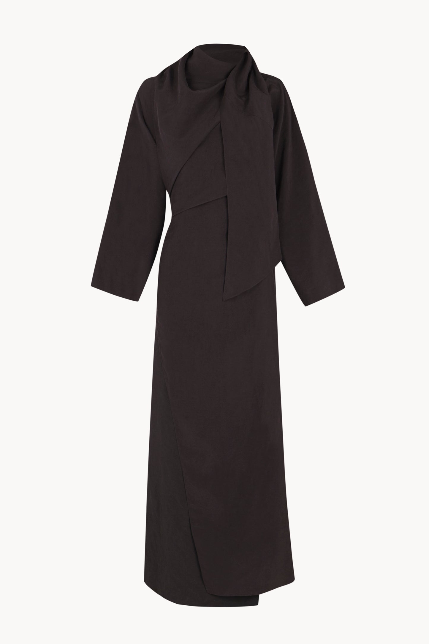 Sofia, mocha linen and silk dress