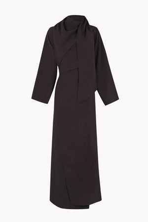 Sofia, mocha linen and silk dress