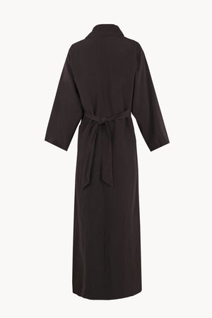 Sofia, mocha linen and silk dress