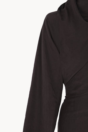 Sofia, mocha linen and silk dress